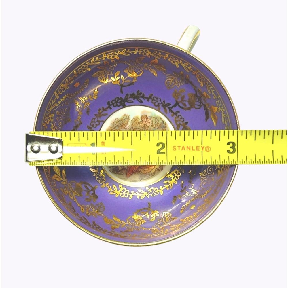 Vintage Demitasse Cup Saucer Bremer Schmidt BES Purple Gold Cameo GDR Lovers - Picture 16 of 16